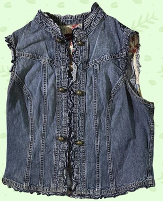 Cottage Jones Wear Jeans Womens M Crop Boho Open Front Cowgirl  Denim Vest - Image 1 of 4