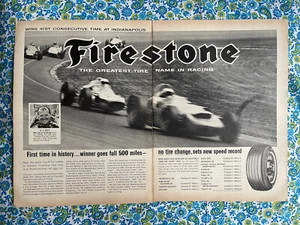 Vintage 1964 Firestone Tires Print Ad Indy 500 A.J. Foyt - Picture 1 of 9