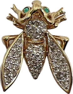 PANETTA Vintage BIENE BROSCHE Anstecknadel funkelnd pave Strass Käfer Modeschmuck - Bild 1 von 8