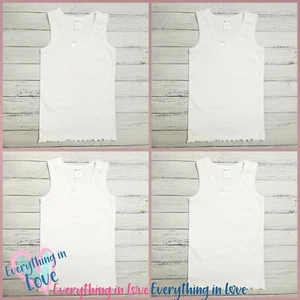 4 Packs Baby Toddler Girl 100% Cotton Bow White Undershirt Camisole Tank Top - Picture 1 of 6