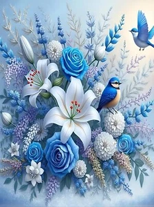 Blume Diamond Painting Kits für Erwachsene, 5D Blumen und Vogel Diamond Art Kits - Bild 1 von 7