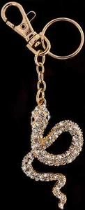 Anhänger Schlange goldfarben Strass Schlüsselanhänger Taschenanhänger AH03 - Picture 1 of 1