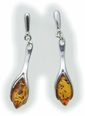 Orecchini Pendente Ambra 38 MM Vero Argento 925 Argento Sterling Unisex Qualità - Immagine 1 di 2