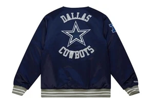 Mitchell & Ness Dallas Cowboys Heavyweight Satin Navy Jacket Small - Picture 1 of 5