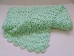 Handmade Blue Rectangle Afghan Throw Blanket With Braid 43" x 41" - Picture 1 of 5