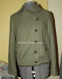 NWT ~WOOL JACKET COAT RUFFLED HEM ~ M ~GREEN GRAY Gap (O8) - Picture 1 of 3