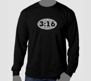 $30 La Pop Art Men's Word Art John 3:16 Crewneck Long Sleeve T-Shirt Size Large - Picture 1 of 2
