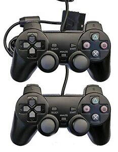 Lot Of 2 Wired Gaming Controllers For PS2 Black PlayStation 2 PlayStation 2