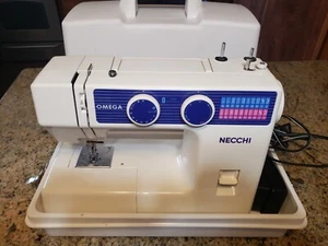 NECCHI OMEGA 6018 SEWING MACHINE W/ FOOT PEDAL, CASE & MANUAL- WORKING - Picture 1 of 19