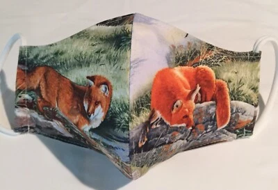 Zorros Rojos en Primavera 1 M Moda Tela Mascarilla Filtro Bolsillo Hecho a Mano en EE. UU. Foto 1 de 4