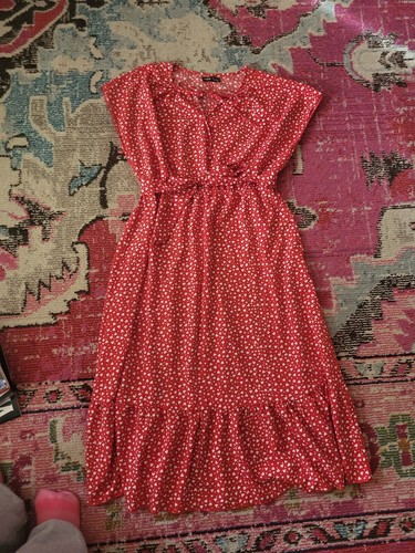 Abito donna XL rosso civettuolo con cuori bianchi San Valentino cuore shein data amore