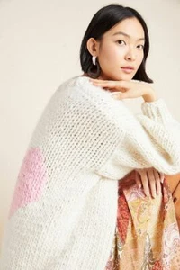 The Knitter Happy Hearts Merino Wool Cardigan-OS-$475 MSRP - Picture 1 of 3
