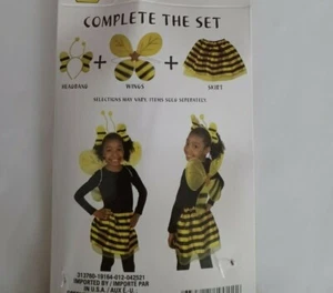 Girls Bumble Bee Costume 3 Pc Set AGE 3+ Skirt/Wings/Antenna Included Halloween - Picture 1 of 9