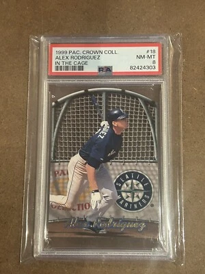 1999 Pacific Crown Collection In the Cage Alex Rodriguez #18 PSA 8 SB3 - Image 1 of 2