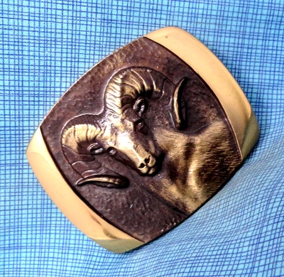 Bighorn Ram Sculptural Art Belt Buckle Signed S L Knight Bronze Vtg BTS  .GMP287 - Image 1 of 4