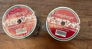 Nastro agrifoglio tradizionale cablato Longaberger nuovo con scatola 2 rotoli - Foto 1 di 3