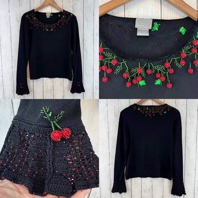 Suéter De Colección Berek 3D Rojo Verde Con Cuentas Bayas de Acebo Tejido Manga Acampanada Talla Grande Foto 1 de 4