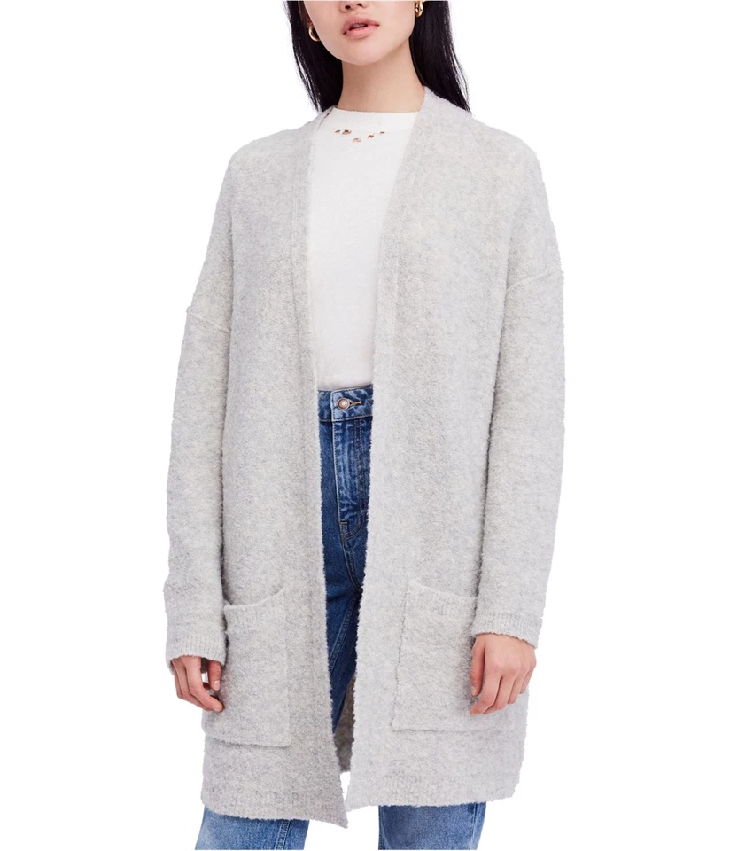 Chaqueta de cárdigan abierta larga Free People para mujer, gris, X-pequeña Foto 1 de 1