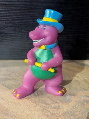 "Figura de Barney & Friends Dancing Barney 1993 sombrero de copa 5"" de colección Playskool Lyons" Foto 1 de 4