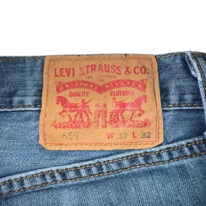 Levis 559 Denim Blue Jeans Men 39x32 Straight - Picture 1 of 14