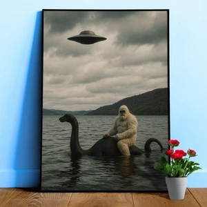 UFO conspiracy poster — with Sasquatch/Bigfoot/Yeti and Loch Ness Monster - Picture 1 of 13