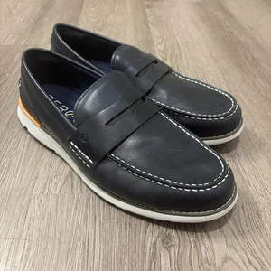 Mocasines de cuero Cole Haan 4.ZEROGRAND azul marino C34404 para hombre 11,5 de ancho - Imagen 1 de 9