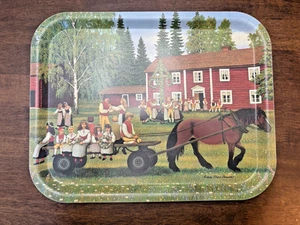 Plateau bouleau stratifié suédois artiste Erkers Marie Persson Midsommarfest vintage - Photo 1/8