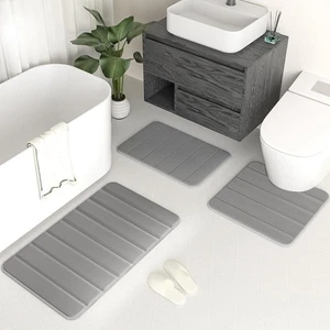 3-teilig Badematte Set Badteppich Badvorleger Teppich Duschmatte WC-Vorleger - Bild 1 von 3