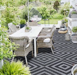 Ridota Reversible Outdoor RV Mat 9’x 18’ Black & Gray Diamond w/Storage Bag READ - Bild 1 von 6