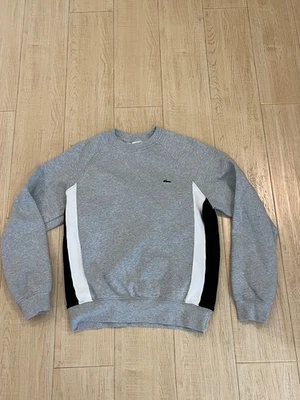 Sudadera para hombre Lacoste polar cepillado bloques de color gris blanco negro talla 3/pequeña Foto 1 de 4