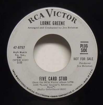Lorne Greene - Five Card Stud - 1966 NM Novelty Promo 45 Foto 1 de 2