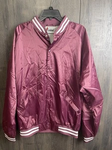 Vintage Cardinal Brand Satin Bomber Jacket 80s 90s Maroon Adult XL - Picture 1 of 6