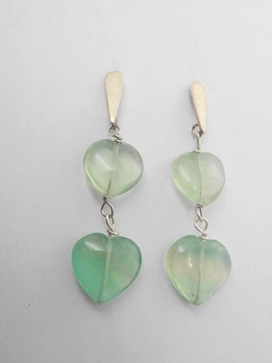 Orecchini pendenti con Cuore in Fluorite e Argento 925 - Pietra Dura - Immagine 1 di 4