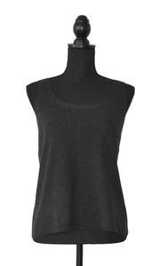 A4 Auth EILEEN FISHER Black Merino Wool Knit Scoop Neck Tank Top Size L - Picture 1 of 6