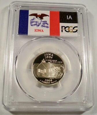 2004-S 25c SILVER PCGS PR70DCAM IOWA QUARTER PROOF DEEP CAMEO PR 70 DC - Image 1 of 4