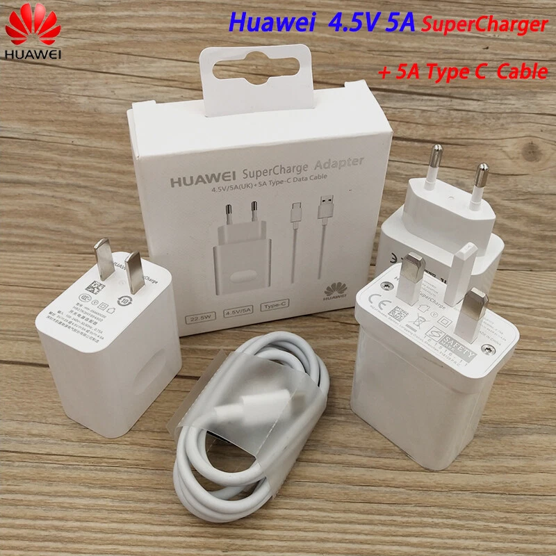 Adaptador de carregamento original Huawei SuperCharge 5A USB-C P20 P30 Pro Mate 10 20 30 - Imagem 1 de 4