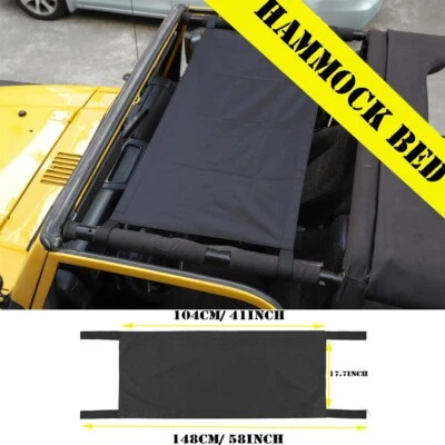 Para Jeep Wrangler TJ JK JL Reposaequipajes de techo Cama Dormir Hamaca Parasol Red Cubierta Superior Foto 1 de 4
