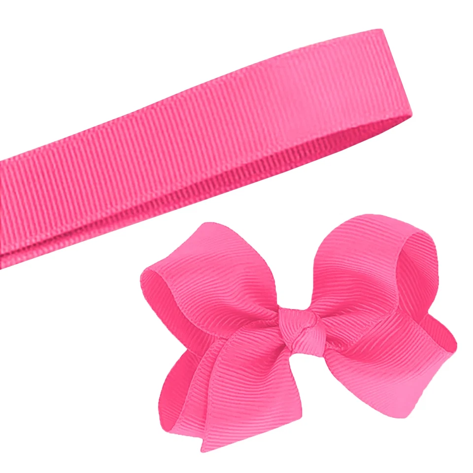 5 Yards Solid Neon Pink Grosgrain Ribbon Yardage DIY Crafts Bows USA - Image 1 of 1