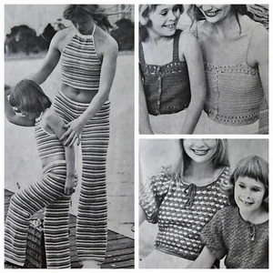 1960s Summer Suntop Halter Neck Flares Lookalikes Patons 382 Crochet Pattern - Picture 1 of 10