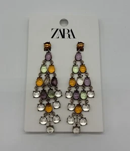 ZARA WOMAN RESIN CASCADING EARRINGS GOLDEN MULTICOLOUR NEW 1856/249 - Picture 1 of 5