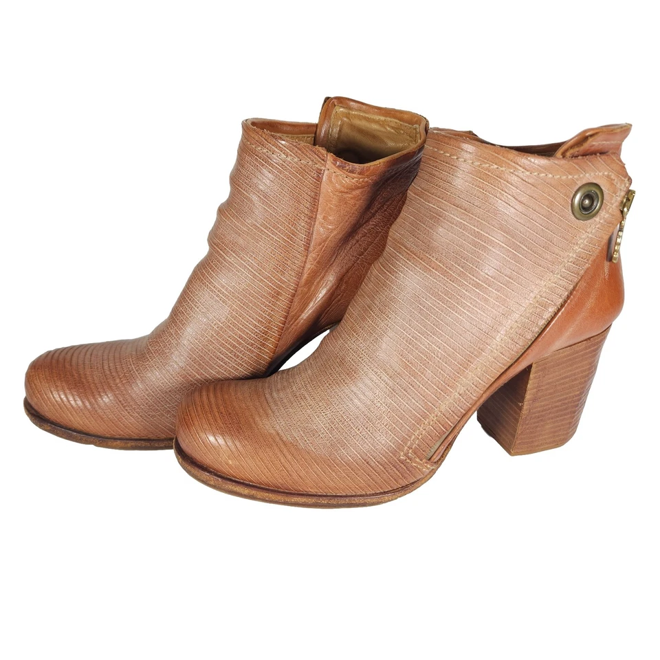 Botas al tobillo A.S.98 para mujer 40 US9-9,5 cuero envejecido camel cremallera lateral tacón  Foto 1 de 4