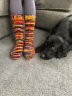 Hand Knitted Wool Socks Colourful Striped Warm Knit Boot Sofa Bed Welly Lounge