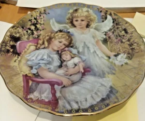 WATCHING OVER ME Plate My Little Guardian #3 Brenda Burke Angel Child Floral DVG - Picture 1 of 3
