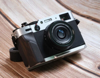 Empuñadura L de madera hecha a mano con placa base de aleación para cámara Fujifilm X100V X-100V Foto 1 de 4