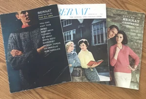 Lot of 3 Bernat Vintage Knitting Pattern Books #67,#114 and #88 - Picture 1 of 8