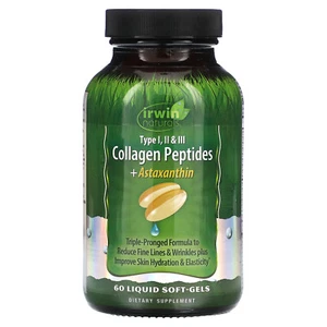 Collagen Peptides + Astaxanthin, Type I, II & III, 60 Liquid Soft-Gels - Picture 1 of 2