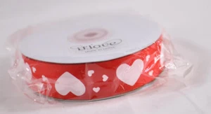ilove grosgrain Valentine's day Easter ribbon red with stars ribbon 25 yards - Picture 1 of 5