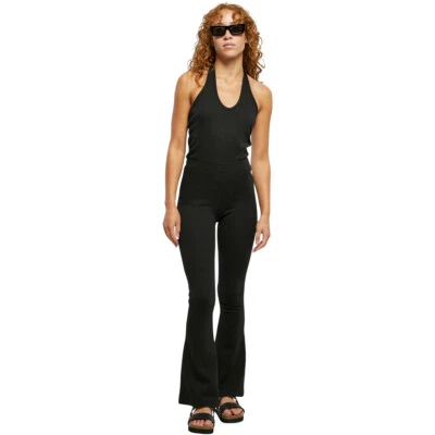 Urban Classics Ladies Stretch Interlock Neckholder Jumpsuit Damen Einteiler Neu - Bild 1 von 4