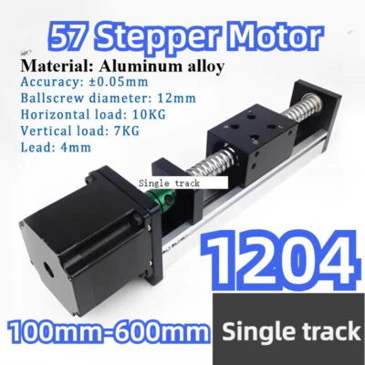 Ball Screw Linear Single Rail Motion Slide Table W/ 57 Stepper Motor 100-600mm  - Image 1 of 4