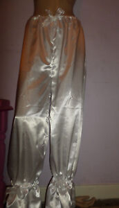 WHITE SATIN WHITE LACE LONG BLOOMERS VICTORIAN LOOK  30-46W BOWS